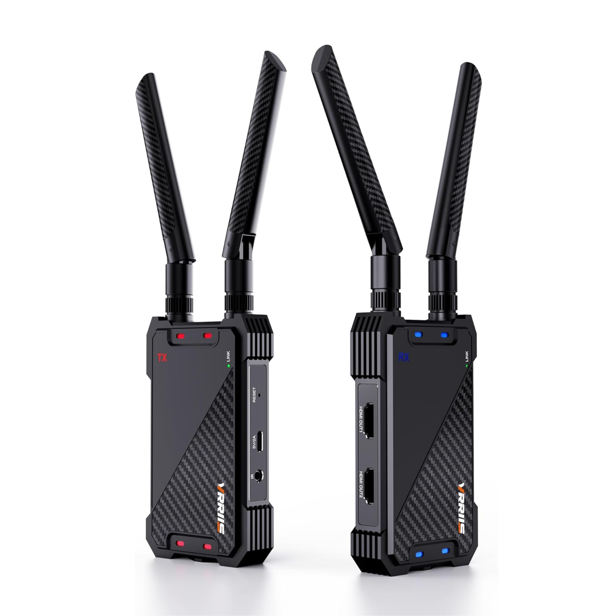 VRRIIS WL081 Wireless HDMI Extender Kit — 1080P, 400M, Dual HDMI Out, IR Remote