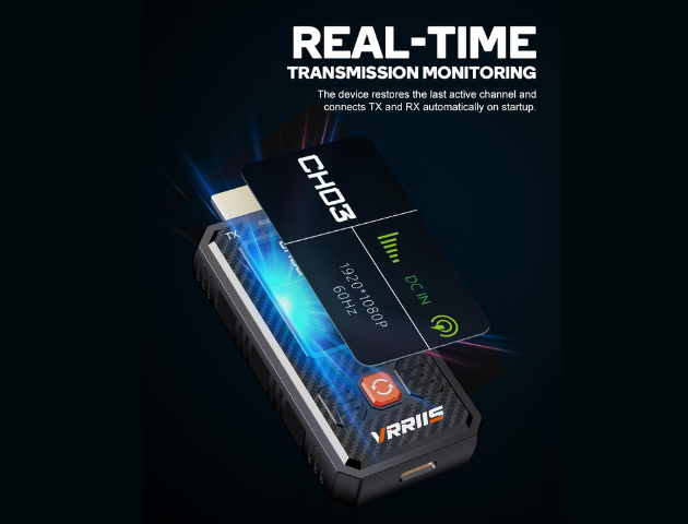 VRRIIS WL087mini Wireless HDMI Transmitter & Receiver — 350M, 20 Channels, LCD, Mini Design