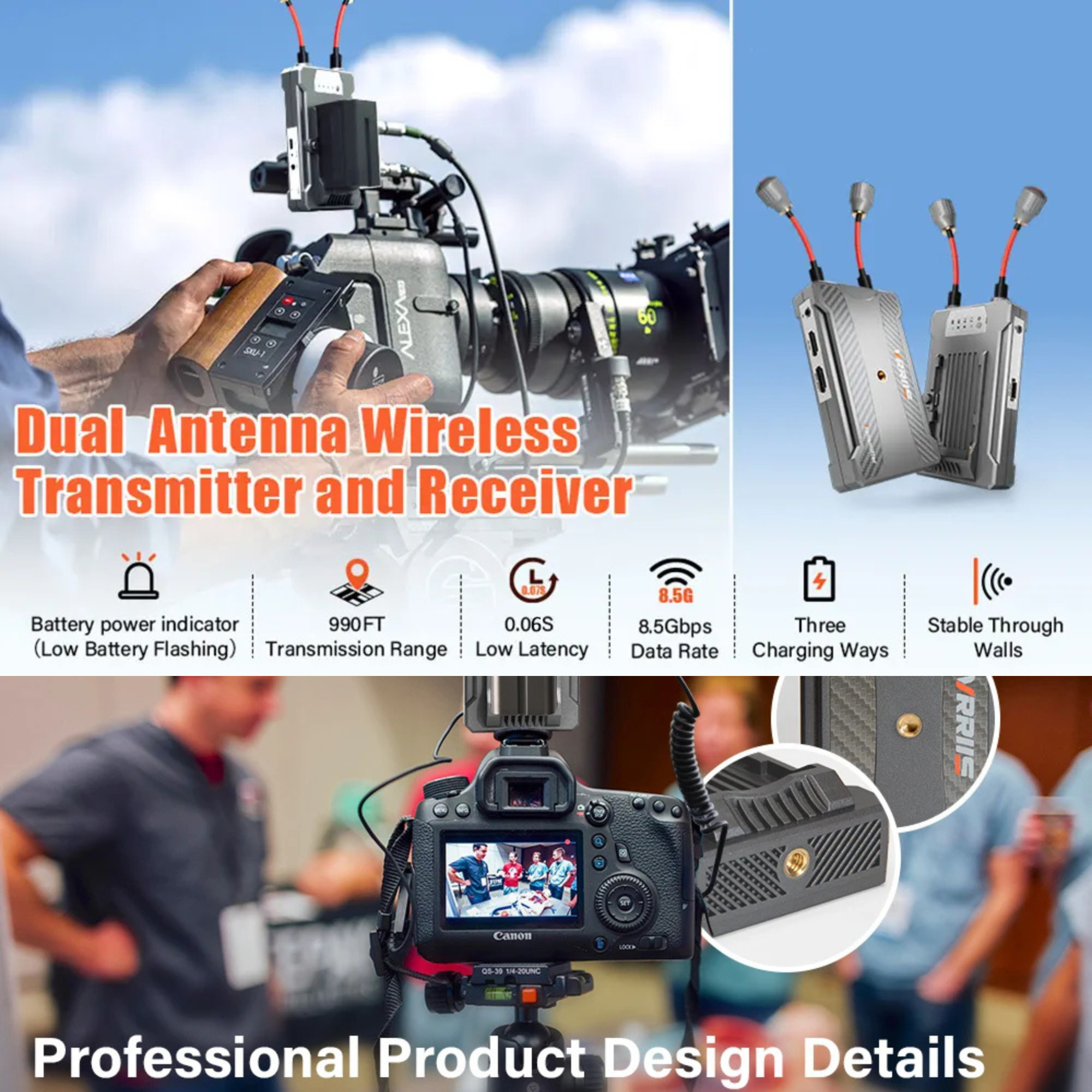 WL900S PRO Wireless HDMI Transmitter & Receiver – 990FT Range, 1TX to 4RX, IR Control