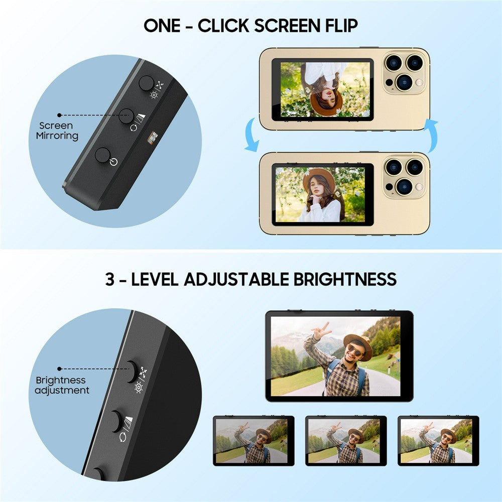 VRRIIS WL-050 Smartphone Wireless Screen Mirroring Monitor — 4" Display for Selfie, Live Stream & VLOG
