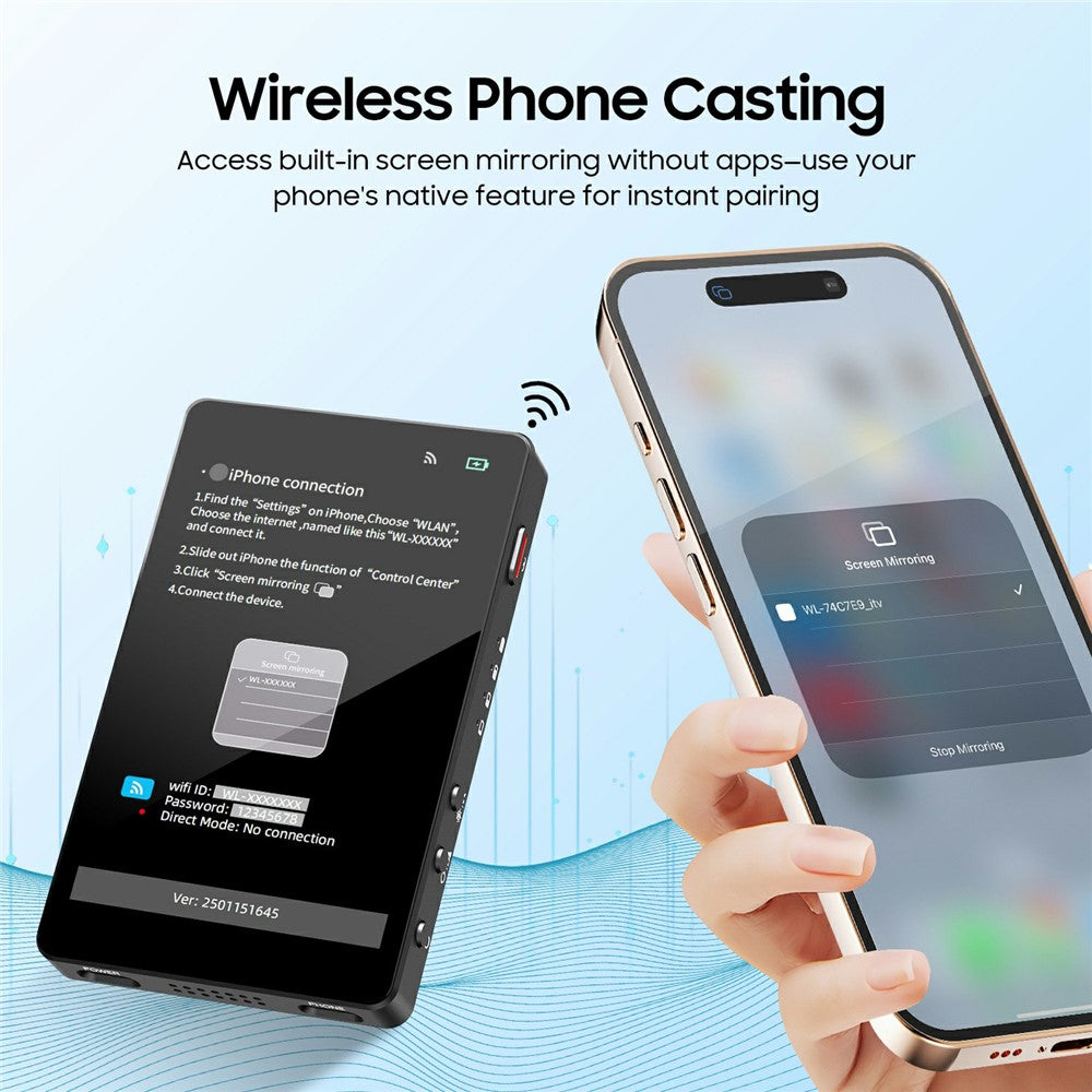 VRRIIS WL-050 Smartphone Wireless Screen Mirroring Monitor — 4" Display for Selfie, Live Stream & VLOG