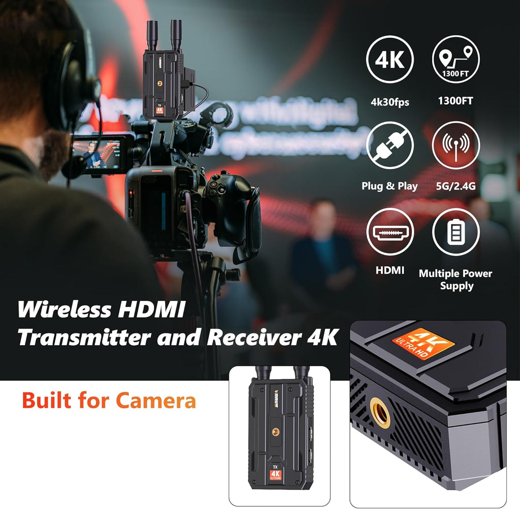 VRRIIS WL097P 4K Wireless HDMI Transmitter and Receiver Kit
