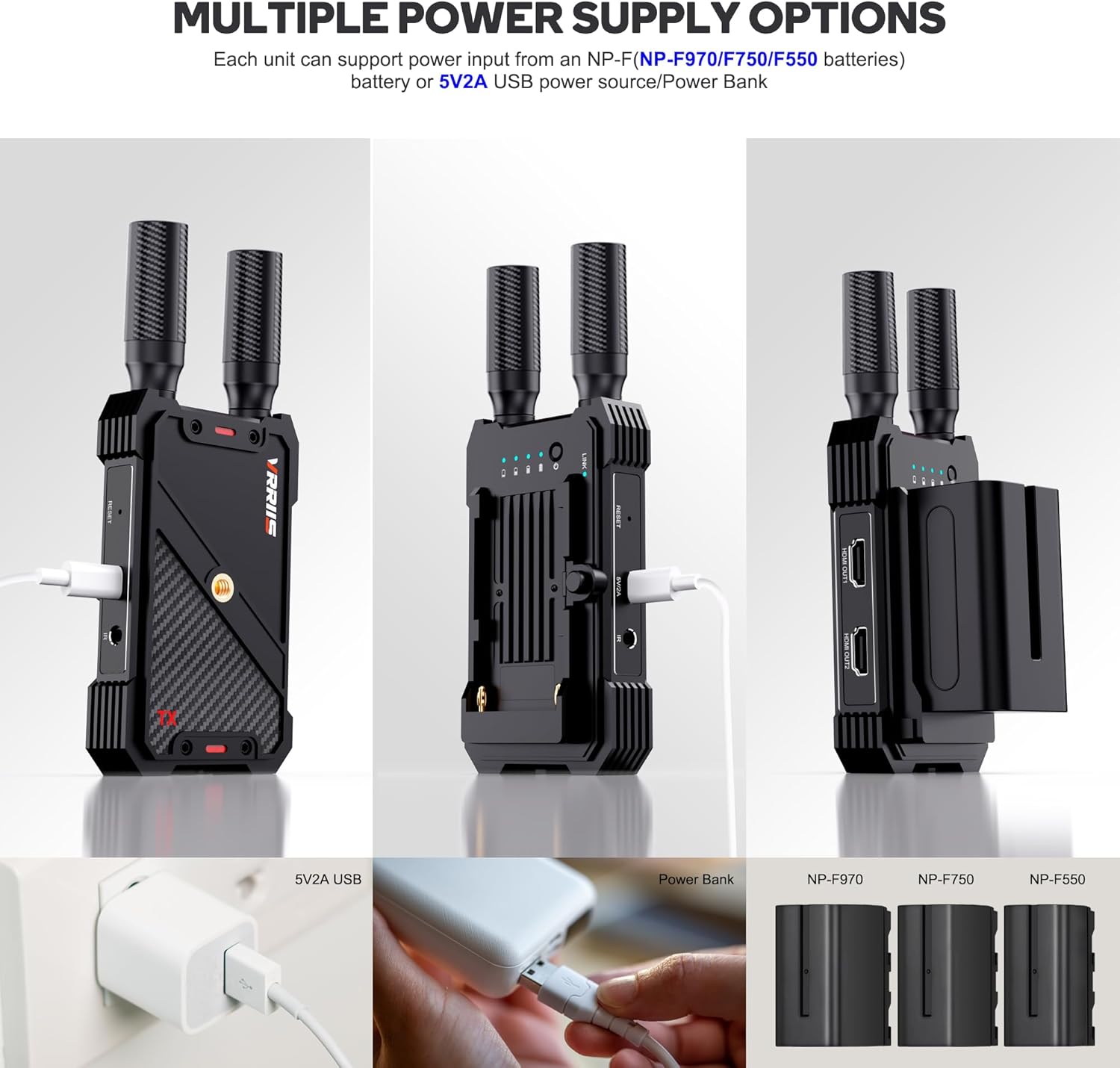 VRRIIS WL082 Wireless Video Transmitter & Receiver — 1080P, 400M, IR Remote, 1TX to 5RX