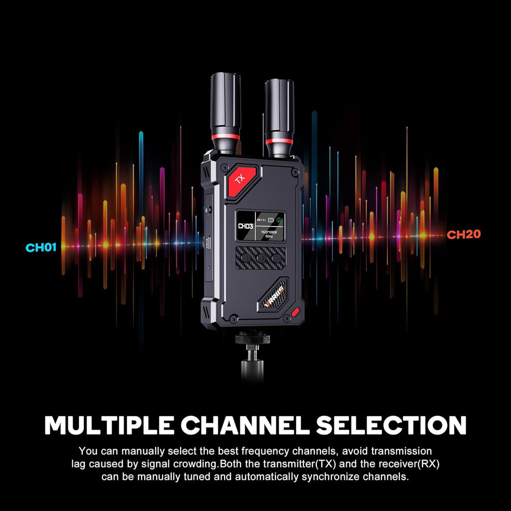 VRRIIS WL087 Wireless Video Transmitter & Receiver — 450M, UVC for OBS, 20 Channels, 1TX to 5RX
