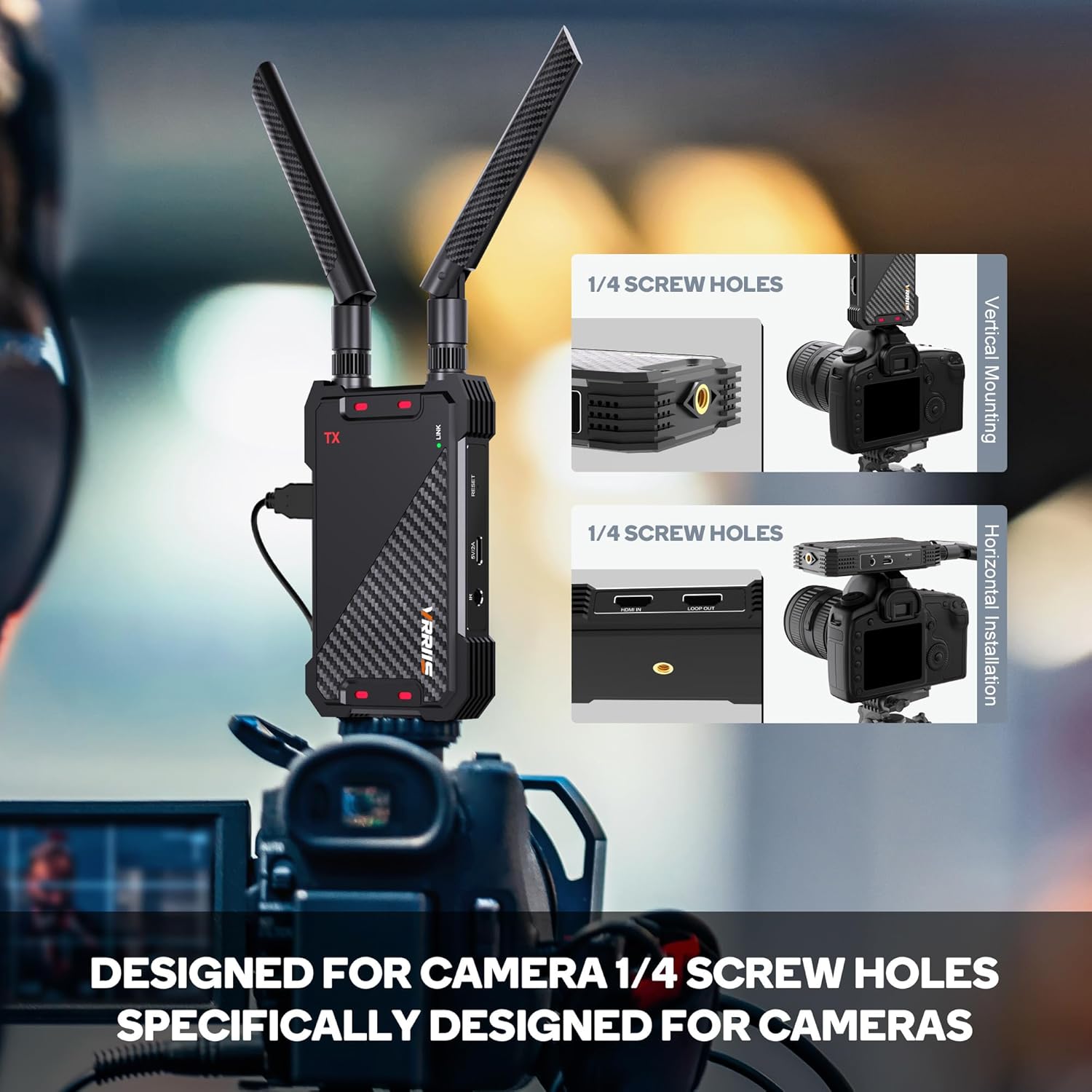 VRRIIS WL081 Wireless HDMI Extender Kit — 1080P, 400M, Dual HDMI Out, IR Remote