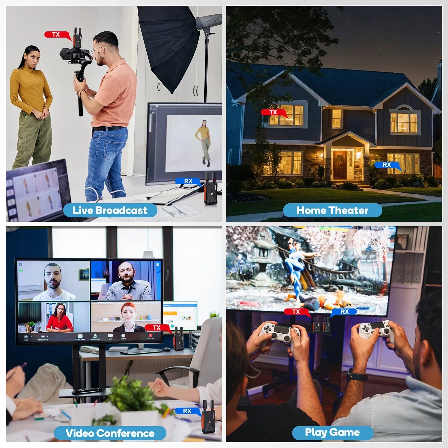 WL082U Wireless HDMI Transmitter & Receiver – 1080P@60Hz, 400M Range, 1TX to 5RX